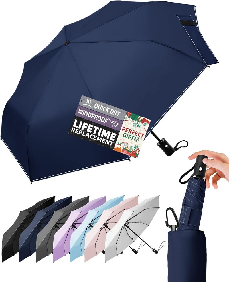 Lilac Compact Travel Windproof Umbrella, 43" Auto open/close Folding Quick Dry Umbrellas for Rain, Lightweight Portable Small for Backpack Car, Thoughtful Gift for Women Men Kids, TSA Approved - Image 1